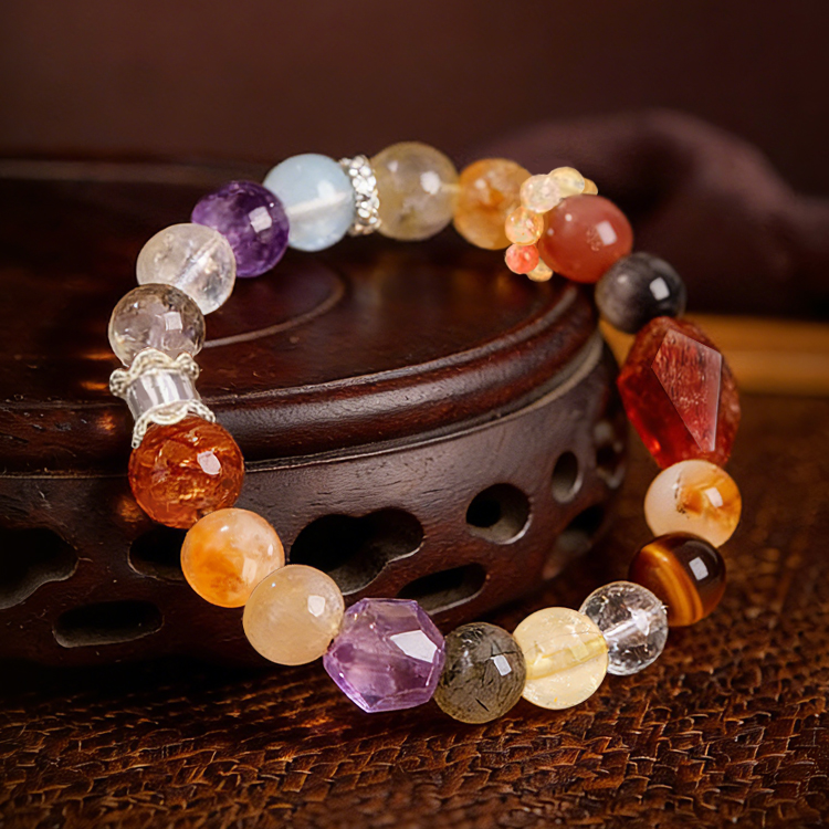 天然多彩水晶 黑金超原石手链【含师傅祈福，发货周期7-20天】