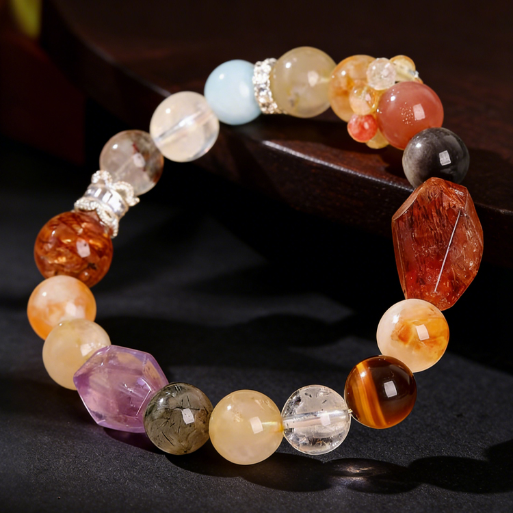 天然多彩水晶 黑金超原石手链【含师傅祈福，发货周期7-20天】