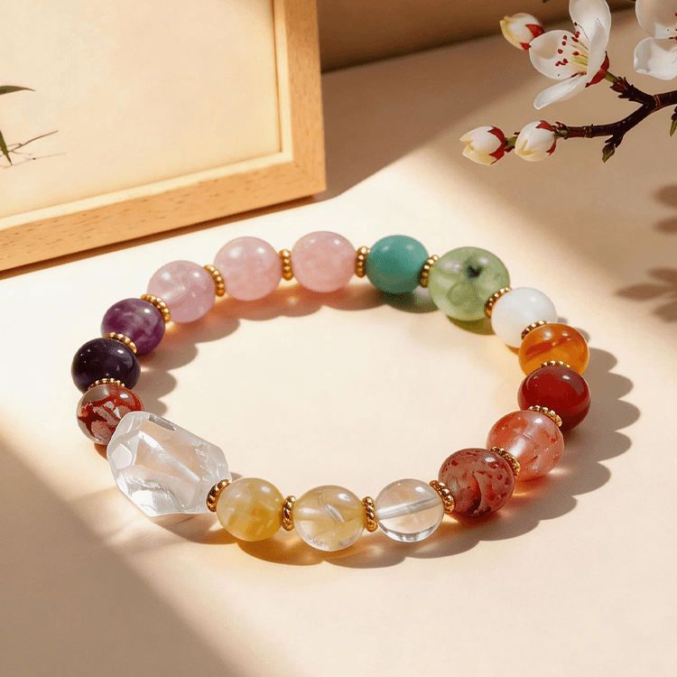 天然多宝白水多水晶手链 综合能量保护 彩虹多宝 百搭款【含师傅祈福，发货周期7-20天】