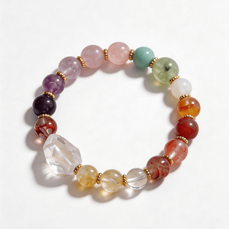 天然多宝白水多水晶手链 综合能量保护 彩虹多宝 百搭款【含师傅祈福，发货周期7-20天】