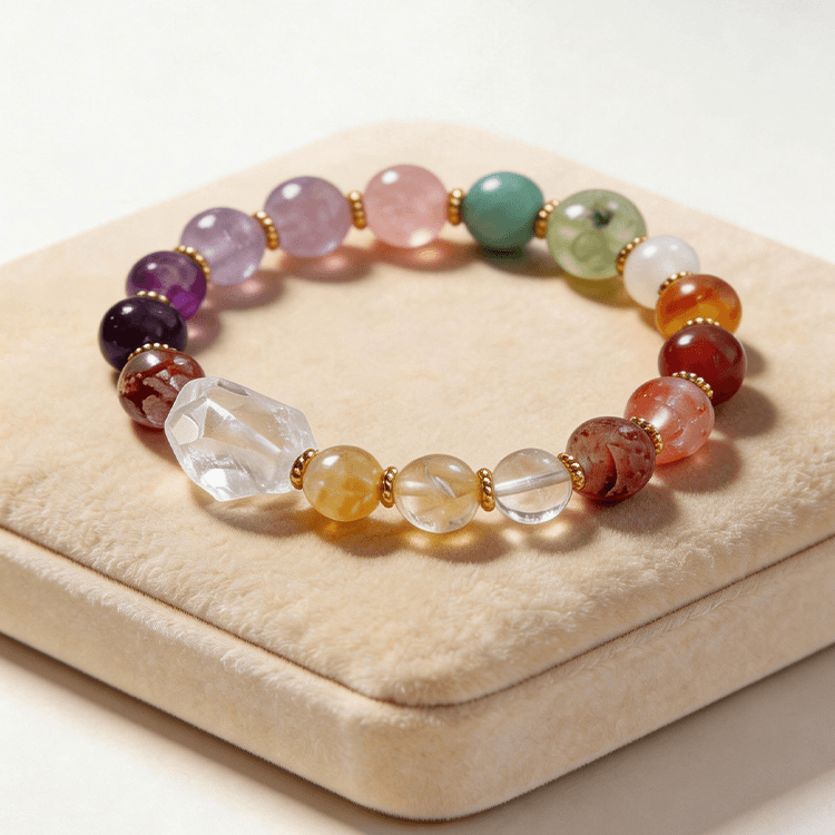 天然多宝白水多水晶手链 综合能量保护 彩虹多宝 百搭款【含师傅祈福，发货周期7-20天】