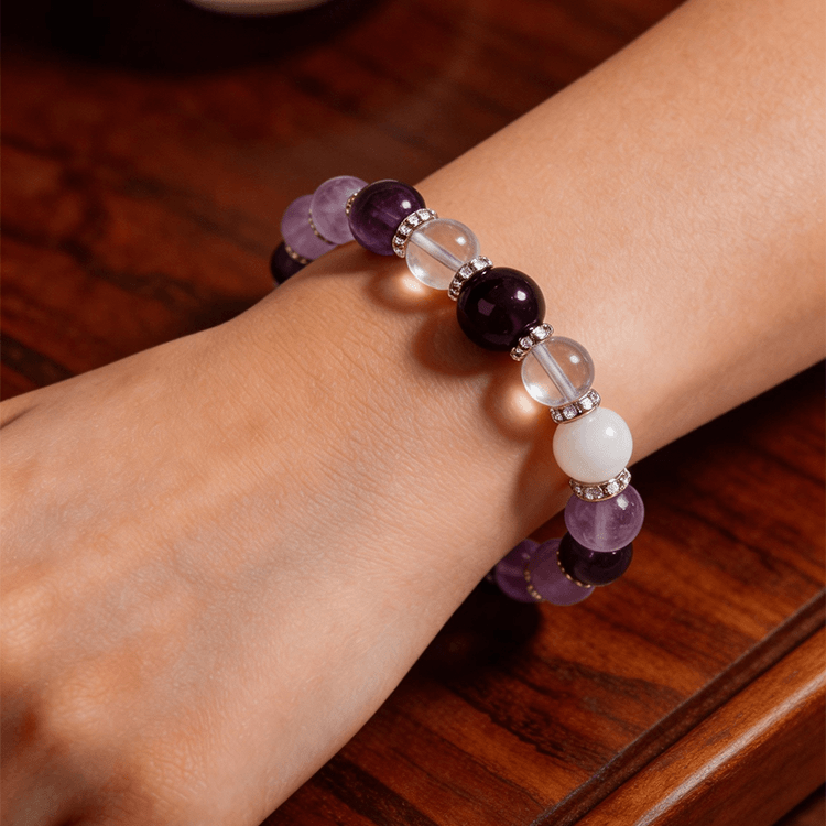 天然紫水晶白水晶手链|智慧之眼|助学业事业|薪想事成| 祝愿上岸【含师傅祈福，发货周期7-20天】