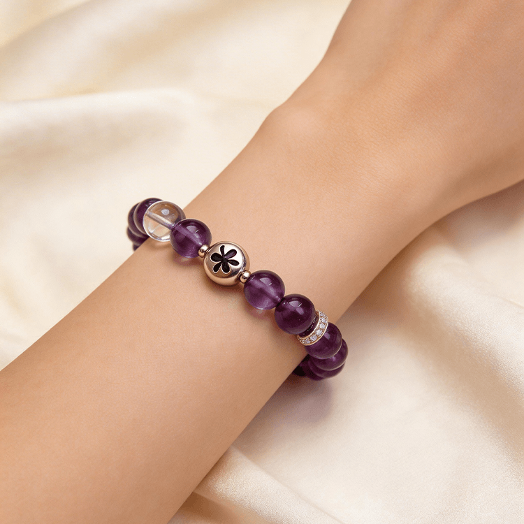紫水晶双星守护手链 双重寓意{事业财富}鸢尾花【含师傅祈福，发货周期7-20天】